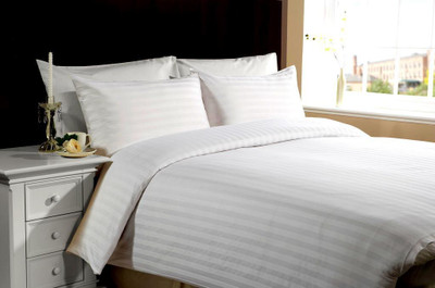 

Thiya Fabric 250 TC Cotton Double King Striped Bedsheet(Pack of 1, White)
