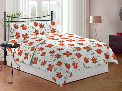 

Bombay Dyeing 144 TC Cotton Double Floral Bedsheet(Orange)