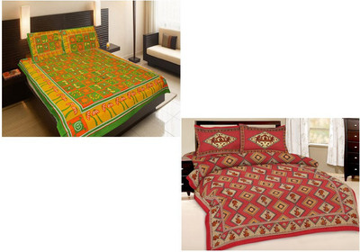 

Shopping Rajasthan Cotton Double Printed Bedsheet(Pack of 2, Multicolor)