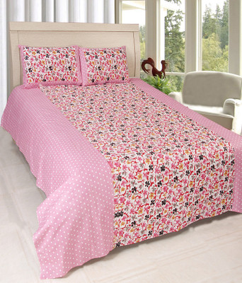 

ExpressionsHome 144 TC Cotton Double Floral Bedsheet(Pack of 1, Pink)