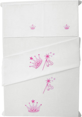 

Baby Rap 200 TC Cotton Crib Embroidered Bedsheet(Pack of 2, White)