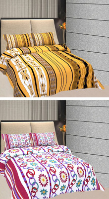 

Freely 144 TC Cotton Double Printed Bedsheet(Pack of 2, Multicolor)