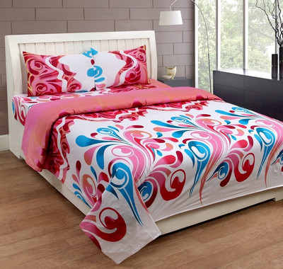 

AJ Interior 150 TC Cotton Double Printed Bedsheet(Pack of 1, Pink, Light Blue), Light blue;pink