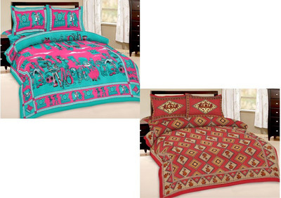 

Shopping Rajasthan Cotton Double Printed Bedsheet(Pack of 2, Multicolor)