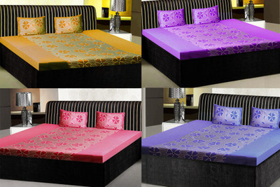 

India Furnish 120 TC Cotton Double Printed Bedsheet(Pack of 4, Multicolor)