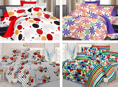 

India Furnish 110 TC Cotton Double Floral Bedsheet(Pack of 4, Multicolor)