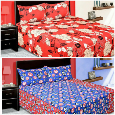 

Hooch Cotton Double Printed Bedsheet(Pack of 2, Multicolor)