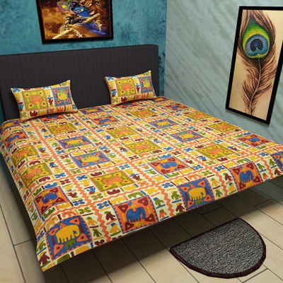 

Kamla Enterprises 250 TC Cotton Double Printed Bedsheet(Pack of 1, White, Yellow)