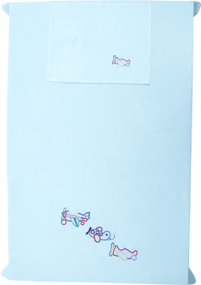 

Baby Rap 200 TC Cotton Crib Embroidered Bedsheet(Pack of 1, Blue)