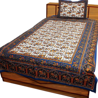 Shilpbazaar 116 TC Cotton Double Printed Bedsheet(Pack of 1, Multicolor)