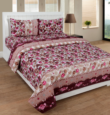 

Aroma Comfort 200 TC Cotton Double 3D Printed Bedsheet(Pack of 1, Brown)