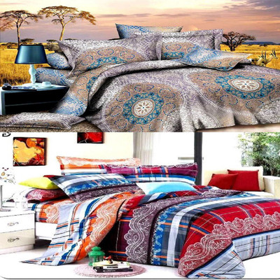 

Zesture 144 TC Polycotton Double Printed Bedsheet(Pack of 2, Multicolor)