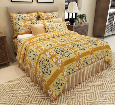 Home Candy 150 TC Cotton Double Printed Flat Bedsheet(Pack of 1, Multicolor)