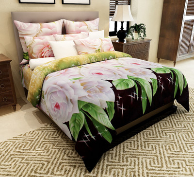 

Home Candy 120 TC Microfiber Double 3D Printed Bedsheet(Pack of 1, Multicolor)