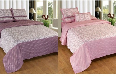 Madhav Products 140 TC Cotton Double Floral Flat Bedsheet(Pack of 2, Pink)