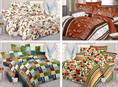 

India Furnish 110 TC Cotton Double Floral Bedsheet(Pack of 4, Multicolor)
