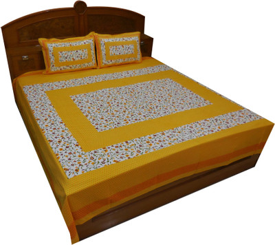 56% OFF on Kismat Collection 210 TC Cotton Double King Abstract Bedsheet(Pack of 1, Yellow)