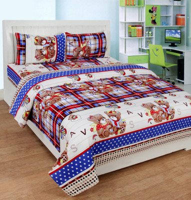 

Aroma Comfort 200 TC Cotton Double 3D Printed Bedsheet(Pack of 1, Blue)