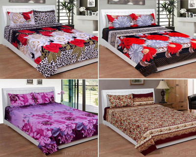 

iTrend India Polycotton Double Floral Bedsheet(Pack of 4, Multicolor)