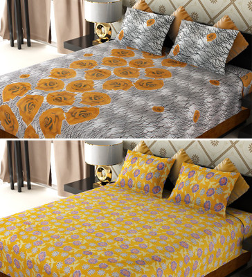 

AMETHYST 104 TC Polycotton Double Self Design Bedsheet(Pack of 2, Multicolor)