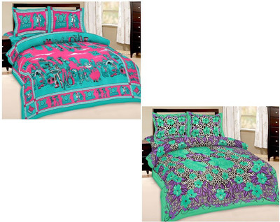 

Shopping Rajasthan Cotton Double Printed Bedsheet(Pack of 2, Multicolor)