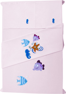 Baby Rap 200 TC Cotton Crib Embroidered Bedsheet(Pack of 2, Pink)