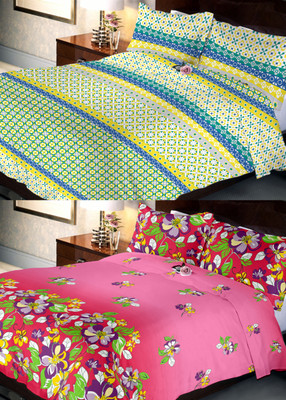 

Indien Casa 108 TC Cotton Double Abstract Bedsheet(Pack of 2, Multicolor)