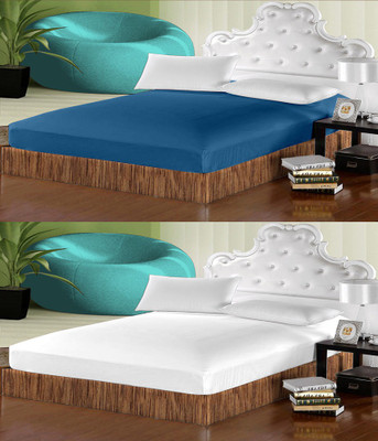 

Uber Urban 140 TC Cotton Double Plain Bedsheet(Pack of 2, Blue, White)