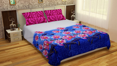 

Bichauna by Creative Portico Cotton Double King Floral Bedsheet(Pack of 1, Blue, White, Maroon), Blue;maroon;white