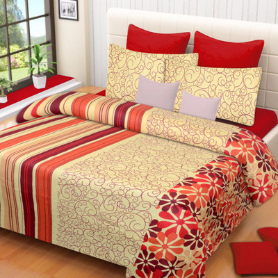 

IWS 128 TC Cotton Double Abstract Bedsheet(Pack of 1, Multicolor)