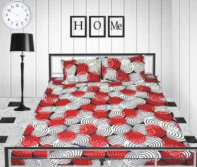 

Rayon Casa Cotton Double Geometric Bedsheet(Pack of 1, Red, White)