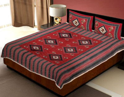 ChoiceUnique Cotton Double Printed Flat Bedsheet(Pack of 1, Multicolor)