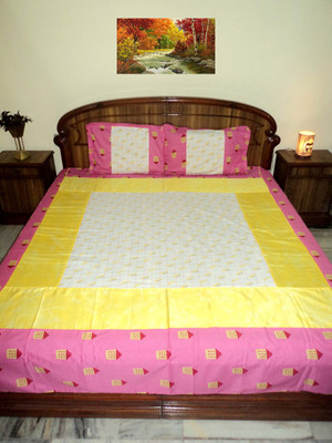 

Design Willa Cotton Double Checkered Bedsheet(Pack of 1, Pink)