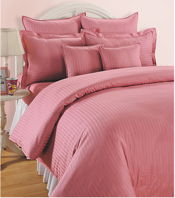 18% OFF on Swayam 350 TC Cotton Double Striped Bedsheet(Swayam Classic Collection Plain Satin Damask 1 Fitted Double Bedsheet Set with 2 Pillow Cover, Yellow, Brown, White)