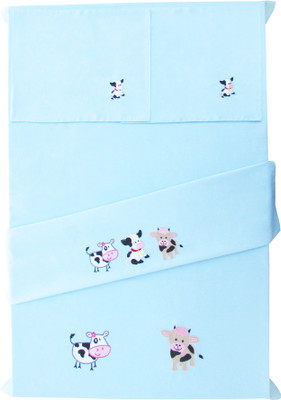 

Baby Rap 200 TC Cotton Crib Embroidered Bedsheet(Pack of 2, Blue)