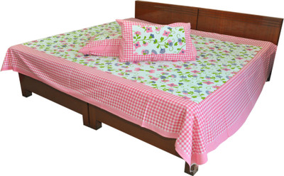 Raj Laxmi 110 TC Cotton Double Checkered Flat Bedsheet(Pack of 1, Multicolor)