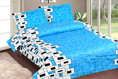 

Casa Basics 144 TC Cotton Double Geometric Bedsheet(Pack of 1, Light Blue)