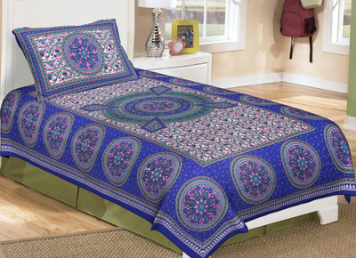 METRO LIVING 104 TC Cotton Single Printed Bedsheet(Pack of 1, Brown)