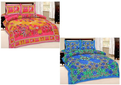 

Shopping Rajasthan Cotton Double Printed Bedsheet(Pack of 2, Multicolor)