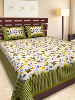 Unique Choice Cotton Double Flat 120 TC 3D Printed Bedsheet(Pack of 1, Multicolor)