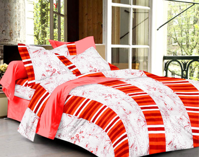 44% OFF on Story@Home 152 TC Cotton Double Abstract Bedsheet(1 Double Bedsheet With 2 Pillow Covers, White)