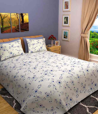 

Bombay Dyeing 220 TC Cotton Double Floral Bedsheet(Pack of 1, Blue, White)