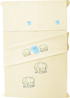 

Baby Rap 200 TC Cotton Crib Embroidered Bedsheet(Pack of 2, Yellow)