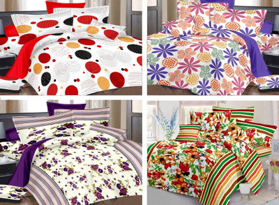 

India Furnish 110 TC Cotton Double Floral Bedsheet(Pack of 4, Multicolor)