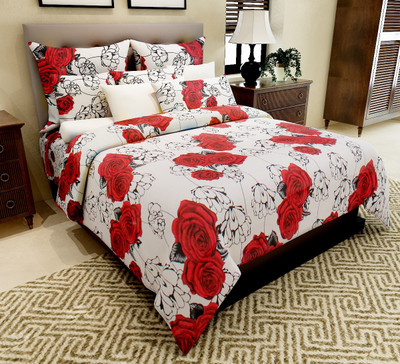 

Home Candy 144 TC Cotton Double Floral Bedsheet(Pack of 1, Red)