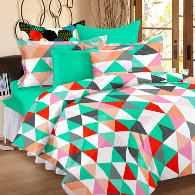 

Ahmedabad Cotton 104 TC Cotton Double Geometric Bedsheet(Pack of 1, Multicolor)