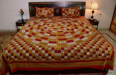 

Prabha Creation Cotton Double King Geometric Bedsheet(Pack of 1, red, white, black, yellow & sandy brown)