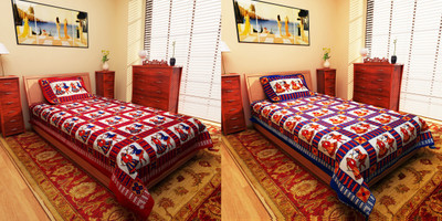 

eCraftIndia Cotton Single Floral Bedsheet(Pack of 2, Multicolor)