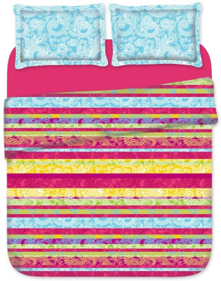 Birla Century 160 TC Cotton Double Striped Bedsheet(Pack of 1, Multicolor)