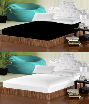

Uber Urban 140 TC Cotton Single Plain Bedsheet(Pack of 2, Black, White)